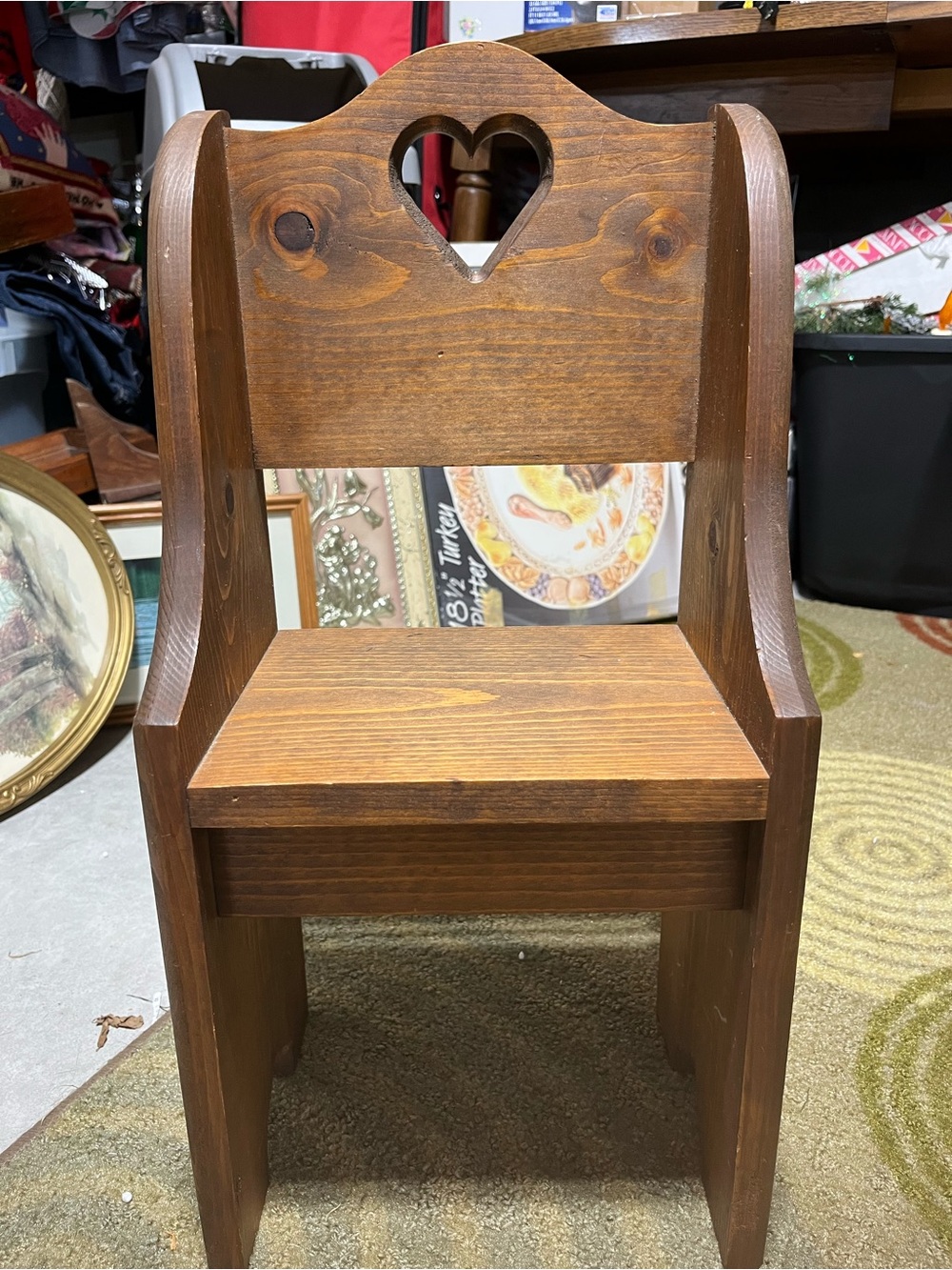 Mini Rustic Brown Wooden Heart-Back Accent Chair - Home Accents